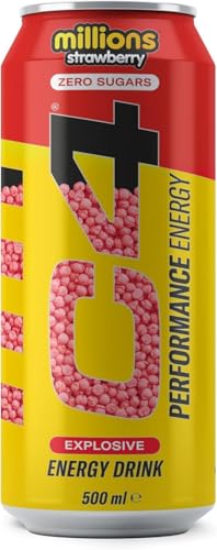 Image of C4 Performance Energy Drinks Millions Strawberry Flavor Zero Sugar Energy Drink, 500 ml Can (UK)