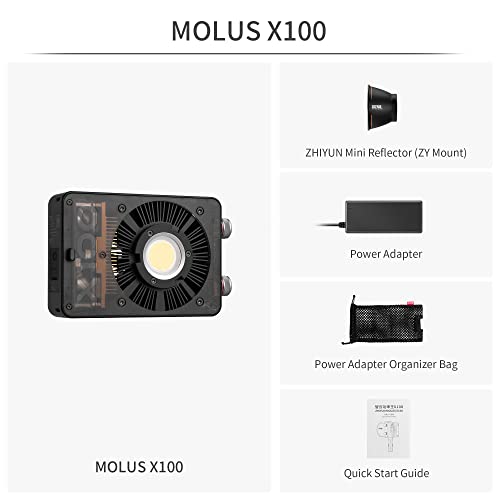 Image of ZHIYUN MOLUS X100 Bi-Color Standard 100W Video Light [Official] V2 Upgraded Version Professional Photography Lighting Portable Continuous Output Lighting 2700~6500K CRI≥95 TLCI≥97（No Battery）