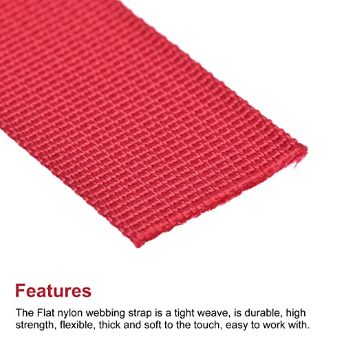 Image of MECCANIXITY Flat Nylon Webbing Strap 1 Inch 10 Yards Bright Red for Backpack, Luggage-rack