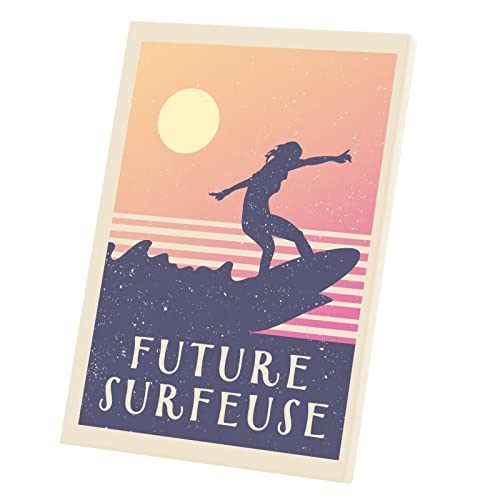 Toile imprimée future surfeuse déco salon océan