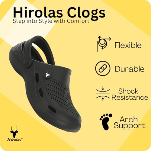 Image of Hirolas Men's Fluffy Black Eva Cushioned Strap Clogs