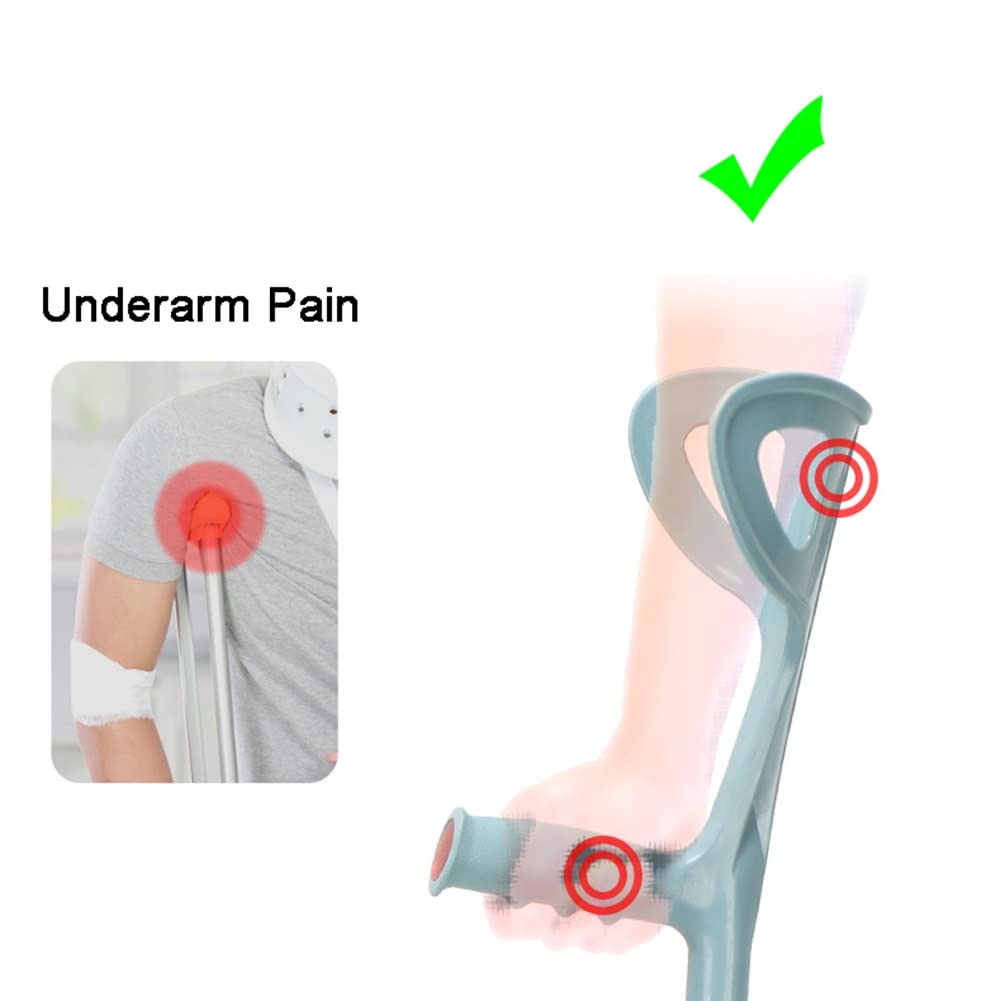 Muletas de Antebrazo para Adultos, Muletas Ergonómicas de Aluminio, Muletas Ortopédicas Ligeras, Manguito Abierto, Altura Aplicable 150~185cm, 1 Par
