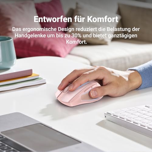 UGREEN 2.4G Maus kabellos mit 4000 DPI, Ergonomisches Design, Wireless Mouse mit USB Empfänger, 18 Monate Akkulaufzeit, funkmaus kompatibel mit Laptop Computer Windows macOS Linux(Rosa) 3