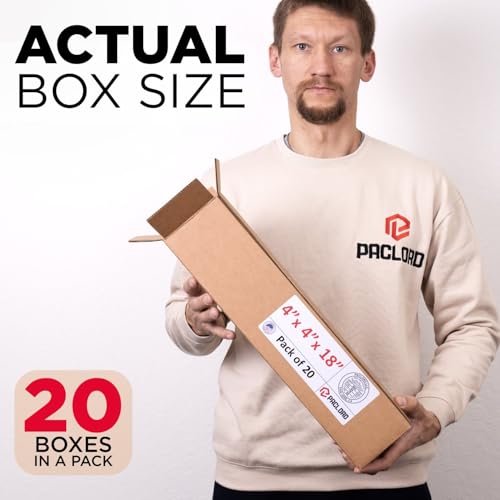 Image of Tall Cardboard Boxes 4 inchL x 4 inchW x 18 inchH (Pack of 20) - USA-Made Packing Boxes for Moving, Shipping, or Storage - USPS, UPS, FedEx Approved - Professional Packing Supplies for Moving | USA-Made Packing Boxes for Moving, Shipping, or Storage - USPS, UPS, FedEx Approved - Professional Packing Supplies