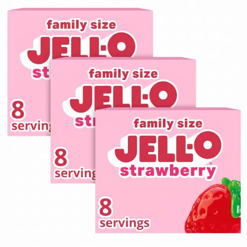 Jell-O Strawberry Gelatin Dessert Mix, Family Size, 6 oz Box