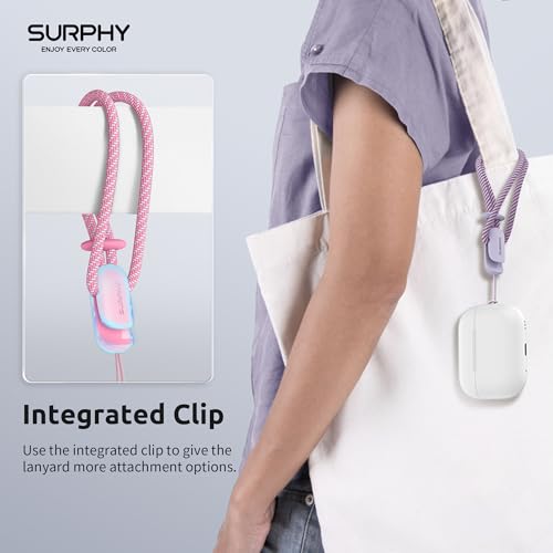 Image of SURPHY 2 Pack Phone Lanyard, Phone Wrist Strap for Case, Camera Wrist Strap | Ultra-Light 2-Color Braided Phone Strap, Cellphone Charm Strap, Anti-Lost Wrist Lanyard for Women and Men, Rose Pink Lilac