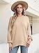 ANRABESS Women Oversized Sweaters Batwing Long Sleeve 2025 Fall Outfits Crewneck Casual Knit Side Slit Fashion Pullover Top Apricot Small