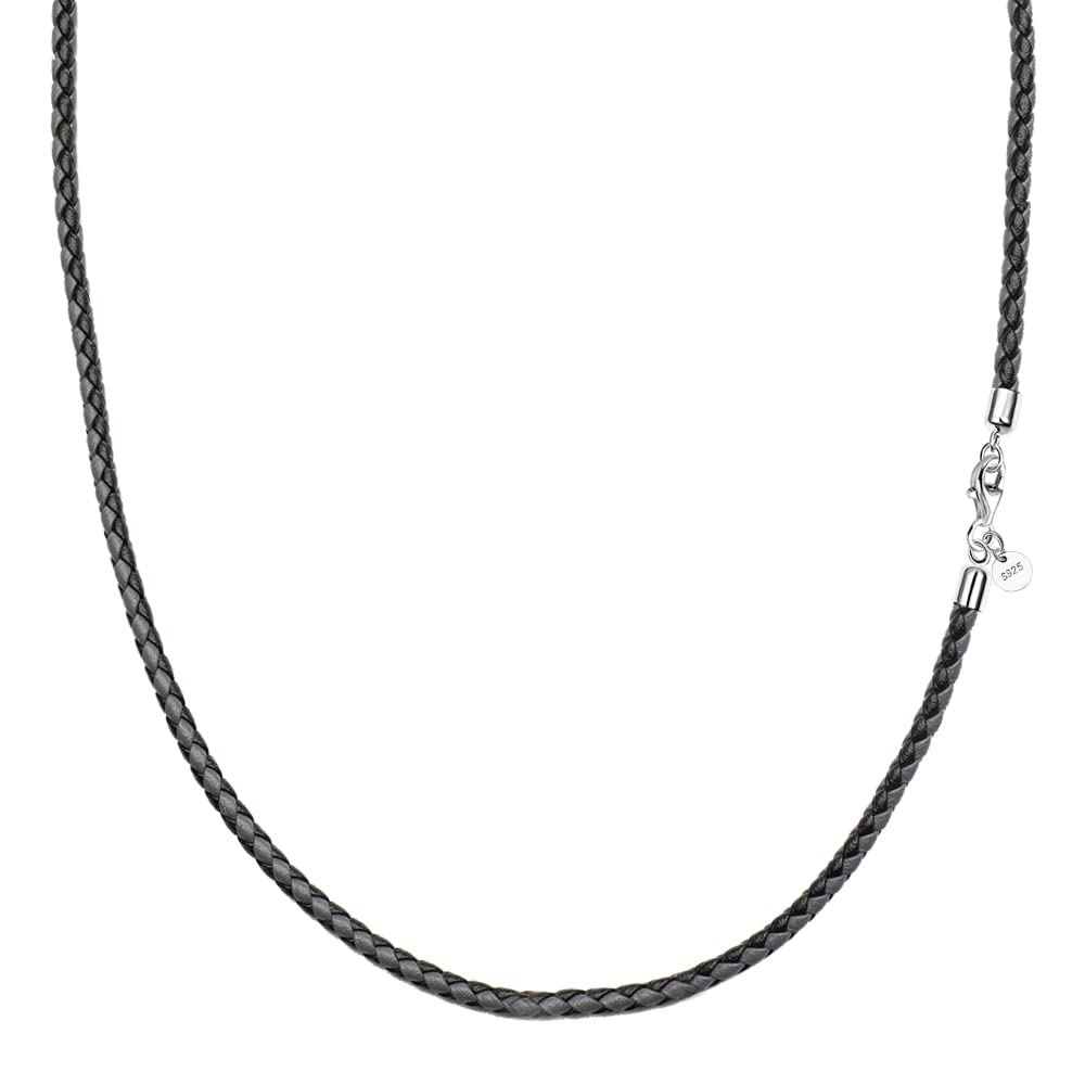 Viwind Echt leder Halskette Lederkette 2.9mm breit geflochte