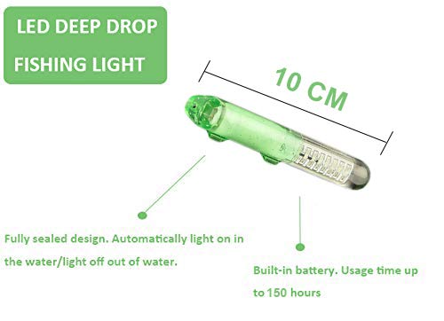 LED 4PACK Deep Drop Underwater Fishing Flashing Light Bait Lure Squid, 500hrs Lifespan, 600M Deep (White)
