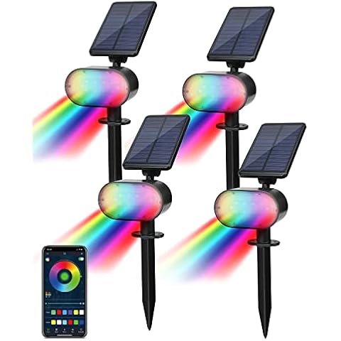 BLOOMWIN 4 Stk. Solar Gartenstrahler Bunt Außen Wetterfest IP65 Cover