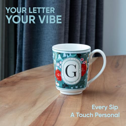 Image of Shay Alphabet Mug 300ml, Letter G Printed Coffee Mug for Girls, Boys, Friends | Ceramic Mug |Glossy Finish | Ceramic Coffee Cup | Porcelain | Microwave Safe (Alphabet Mug - G)