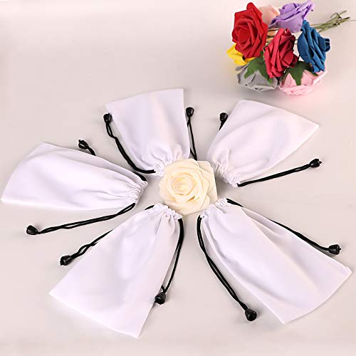 Rutich Pack Of 25 Large 6.75" X4.75" Pouch Bags - Elegant Velvet Drawstring Bags Jewelry Pouches For Jewelry, Gifts, Event Supplies (White)… #TOP1