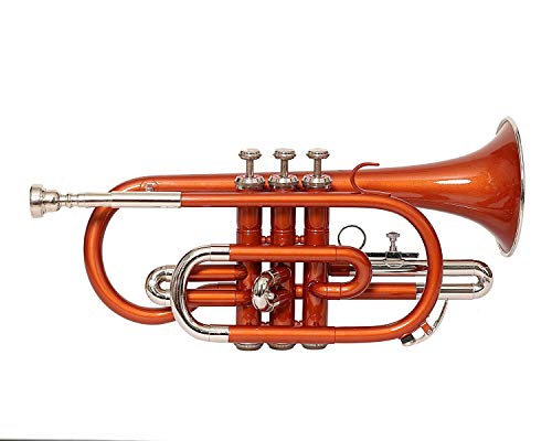 Cornet Trumpet Bb Flat Orange Nickel - With Hard Case Mouthpiece #TOP1