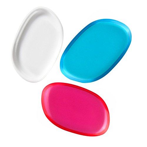 Silicone Makeup Applicator (Washable) Sponges Perfect for BB CC Cream Foundation Concealer Blending Great Silisponge Cosmetics Beauty Blender (Clear Blue Red)