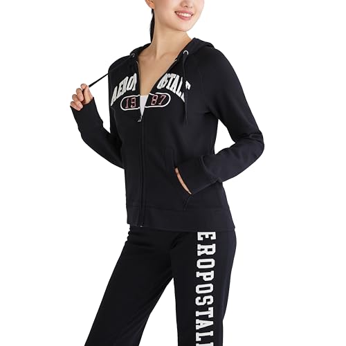 AEROPOSTALE Women's Logo Full Zip Hoodie-Arches-19873