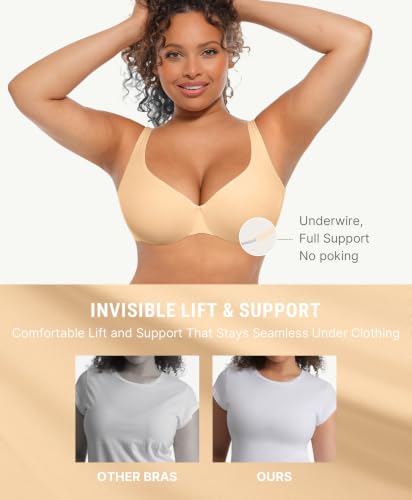 Image of FeelinGirl Women's Unlined Bras Underwire Comfort Full Coverage Tshirt Bras