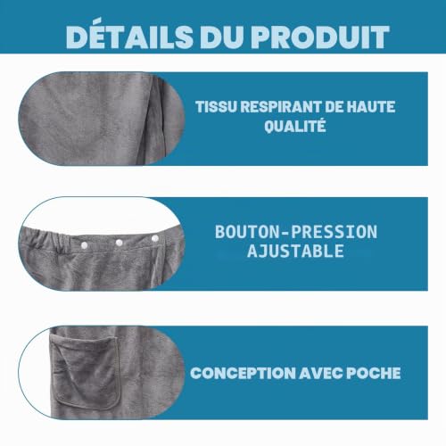 GZXUEHU Gris Serviette de Sauna pour Homme,Paréo de Sauna (70cm x 140 cm) – vue 3