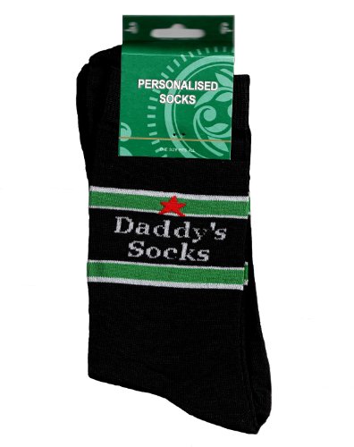 Daddy's Sokken Mens Gepersonaliseerd Paar Zwart & Groen Een Size Kerstcadeau Papa