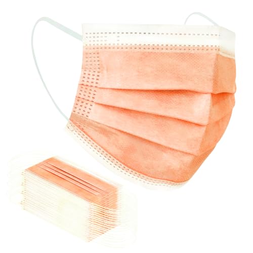 Image of Borje Disposable Face Mask 100 Pcs Face Masks 3 Ply Protection Masks (Tangerine)