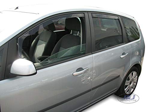 J&J Automotive | Deflettori D'Aria Antiturbo Per S-Max 2010-2015, Set Di 2 Pz, Nero, Antivento, Antipioggia, Fume' Oscurati