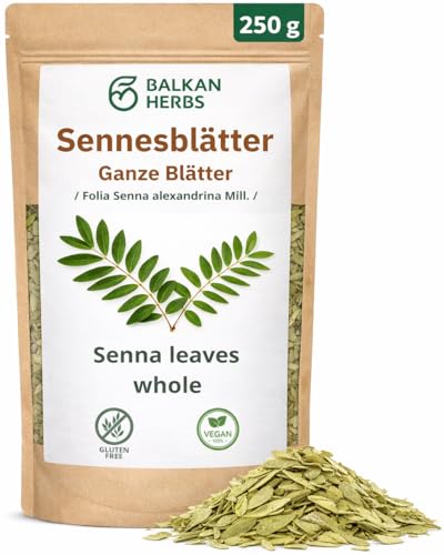 250 g. Sennesblätter - Abführmittel Ganze Sennes Blätter Senna Tee - natürliches Abführmittel Vegan Glutenfrei von Balkan Herbs (250 g. 1-er Pack)