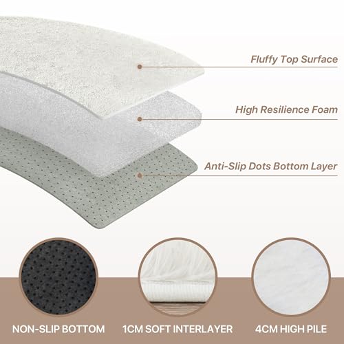 BEIMO Hochflor Teppich Flauschig Weiß Teppich Wohnzimmer 120x170 Teppiche Schlafzimmer Anti-Rutsch Bettvorleger Teppiche Weich rutschfest für Kinderzimmer