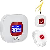 Boton Emergencia Ancianos, WiFi Alarma Personal, 1 Receptor 1 Pulsera 1 Botones de Pánico SOS, Compatible con Tuya Smart/Smart Life App (Sólo Soporta Wi-Fi 2.4GHz)
