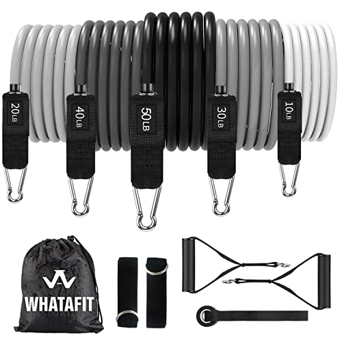 Whatafit Resistance Bands Set, Exercise Bands With Door Anchor, Handles, Waterproof Carry Bag, Legs Ankle Straps For Resistance Training, Physical Therapy, Home Workouts (White To Black) #TOP10