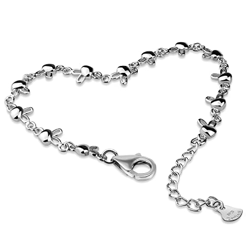 H&Beautimer Solid 925 Sterling Silver Bracelet for Women - Bunny/Heart Silver Chain 8'' - Minimalist Jewelry Birthday Gift (Bunny, 8 Inches)