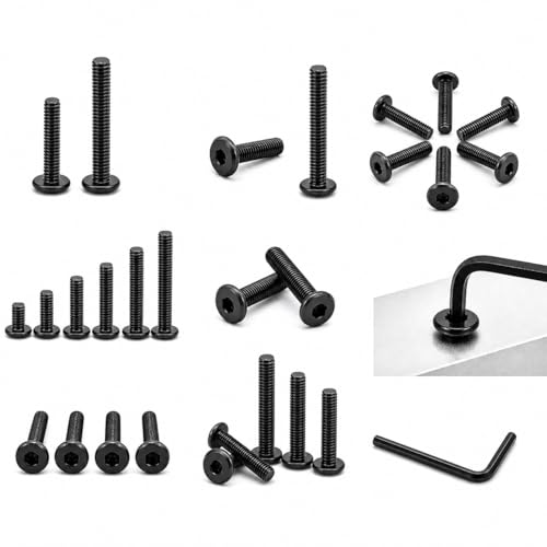 Image of By inchVP INDUSTRIES inch (Pcs-25) M6x35mm Allen JCB Flat Head Screw Black Zinc Plated High Tensile | Allen key Head Screw for Modular Furniture, Wooden Work, Electrical Fittings, DIY & Industrial Use