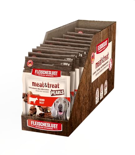 Meat&Treat Pearls Rind (10x100g), Hundeleckerli getreidefrei, Hunde-Snack fürs Hundetraining, Ergänzungsfutter, Trockensnack von Fleischeslust