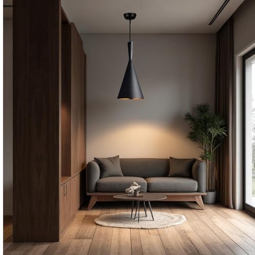 Image of GreyWings Modern Black Aluminium Hanging Pendant Light for Ceiling, Dcorative Lamp, Inoor Light for (Bulb not Included) Small Pack of 1