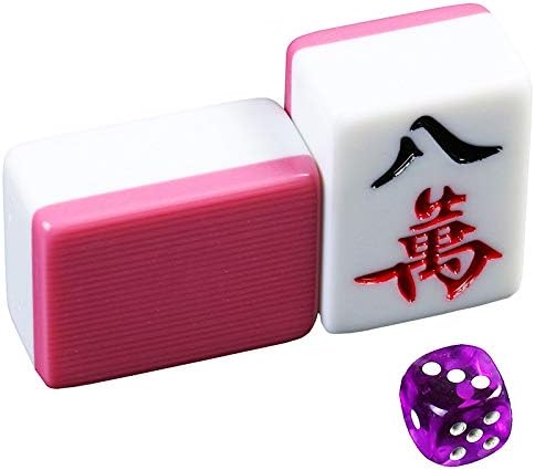 Professional Chinese Mahjong Game Set Standard Brand Household Large Mahjong Indoor Entertainment 144 Sheets Mahjong Tile Set Travel (Color : Pink, Size : 38mm)