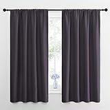 NICETOWN Blackout Curtains for Living Room, Greyish Purple, 2 Panels, 42 by 63, Darkening Window Curtain Panels, Easy-Care Solid Thermal Insulated Draperies/Drapes for Daughter Room