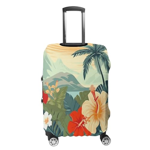 Summer Hawaiian Travel Luggage Cover Anti-scratch Suitcase Cover Elastic Suitcase Protective Cover Fits 19-32 Inch Luggage L4