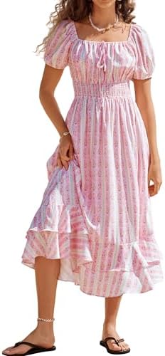 Kate Kasin Womens Summer Boho Floral Maxi Dress 2026 Square Neck ...