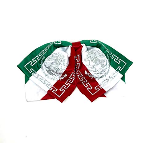 Mexican Charro Bow Tie Green White and Red elastic band detailing necktie mexican charro mono de gala