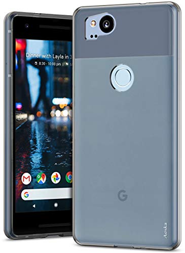 Aeska Google Pixel 2 Case, Ultra [Slim Thin] Flexible TPU Gel Rubber Soft Skin Silicone Protective Case Cover for Google Pixel 2 (Smoke Black)