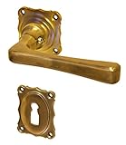 Lieferumfang: 4 Rosetten | 2 Türdrücker | 1 Vierkantstift: 8mm Durchmesser, 110 mm lang, für 40mm starkes Türblatt | 1 Satz Schrauben