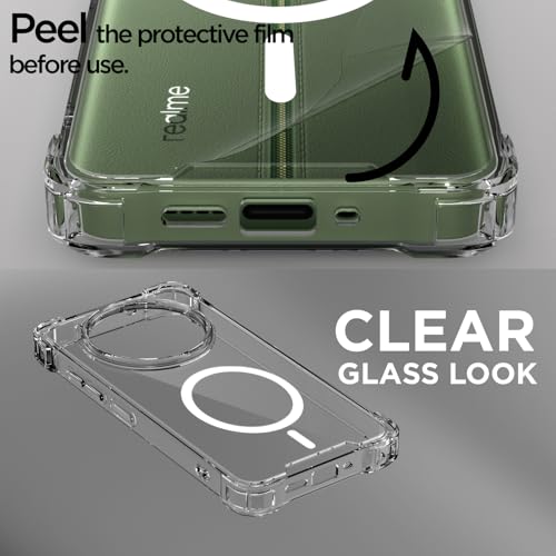 Image of Outlouders Back Cover for Realme 11 Pro / 11 Pro Plus 5G / Narzo 60 Pro 5G Mag-Safe Transparent PC + TPU Bumper Case with Magnetic Support Shockproof Protection (Transparent Mag-Safe)