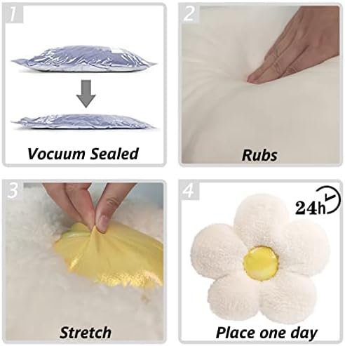 Miniatura 5 de ARELUX Almohada de felpa con diseño de flores de animales de peluche, bonita decoración de habitación, almohadas de flores indie, cojín suave para