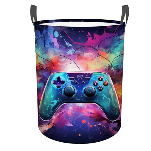 Game Console Laundry Basket,Laundry Hamper with Handles Collapsible Storage Baskets for Home Decor,Office,Toy Organizer,15.7 x 19.6
