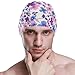susiyo Pink Purple Blue Lavender Flowers Mens Swim Caps Polyester Swimming Hat for Adult and Youth