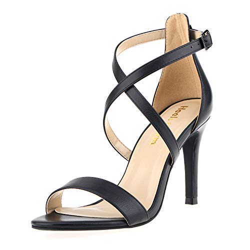 Heels Charm Women s Stiletto Open Toe Cross Strappy Heeled Sandals 8.5 CM Ankle Strap High Heels Dress Dance Evening Shoes Black Size 8