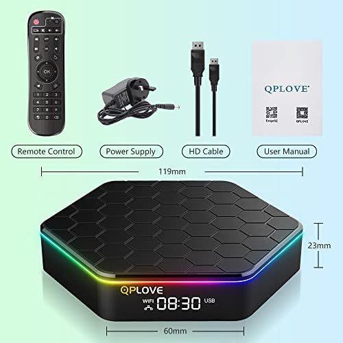 HONMY 2022 Android TV Box 12.0 4GB RAM 32GB ROM, Android Box H618 Quad-core Cortex-A53 CPU Support 6K 4K HDR10+, WiFi 6 2.4G/5G Dual WiFi Bluetooth 5.0 100M Ethernet USB 2.0 Smart TV Box
