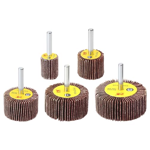 HUHAO 5 PCS Flap Wheel Sander Set, 80 Grit Sanding Wheels, 1/4" Shank