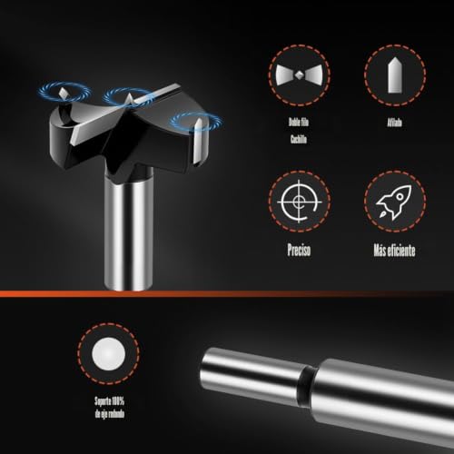 Miniatura 3 de Flintronic Brocas Forstner Para Madera, 70 Mm Broca Forstner De Acero De Tungsteno, Brocas Forstn-Er De Carburo Para Madera Con Eje Redondo, Para Made-Ra, Made-Ra Dura,Tableros De Fibra