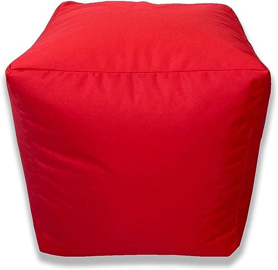 Cube Bean Bag Foot Rest Stool In Pouffe Living Room Beanbag Waterproof Footstools 40CMx40CMx40cm (Red)