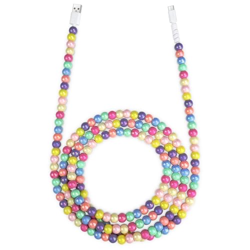 Aolcev USB C Cable 66W Fast USB A to USB C Charging Cable 6.6FT/2M Long Beaded Phone Charger Cute USB Type C Charger Cord for iPhone 17 16 Pro/16 Pro Max/16 Plus 15 Pro Max Plus Galaxy S24 Colorful