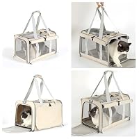 Große Tragetasche für Katzen Hunde Welpen bis 8kg, Katzenbox Hundetasche mit Sicherheit Reißverschlüsse und Schultergurt, Atmungsaktiv Tragbar Faltbare Transporttasche für Reise Tierarzt Auto Fugzeug – Ansicht 7